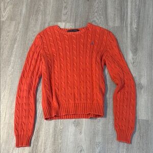 Ralph Lauren Orange Crew Neck Cable Knit Sweater